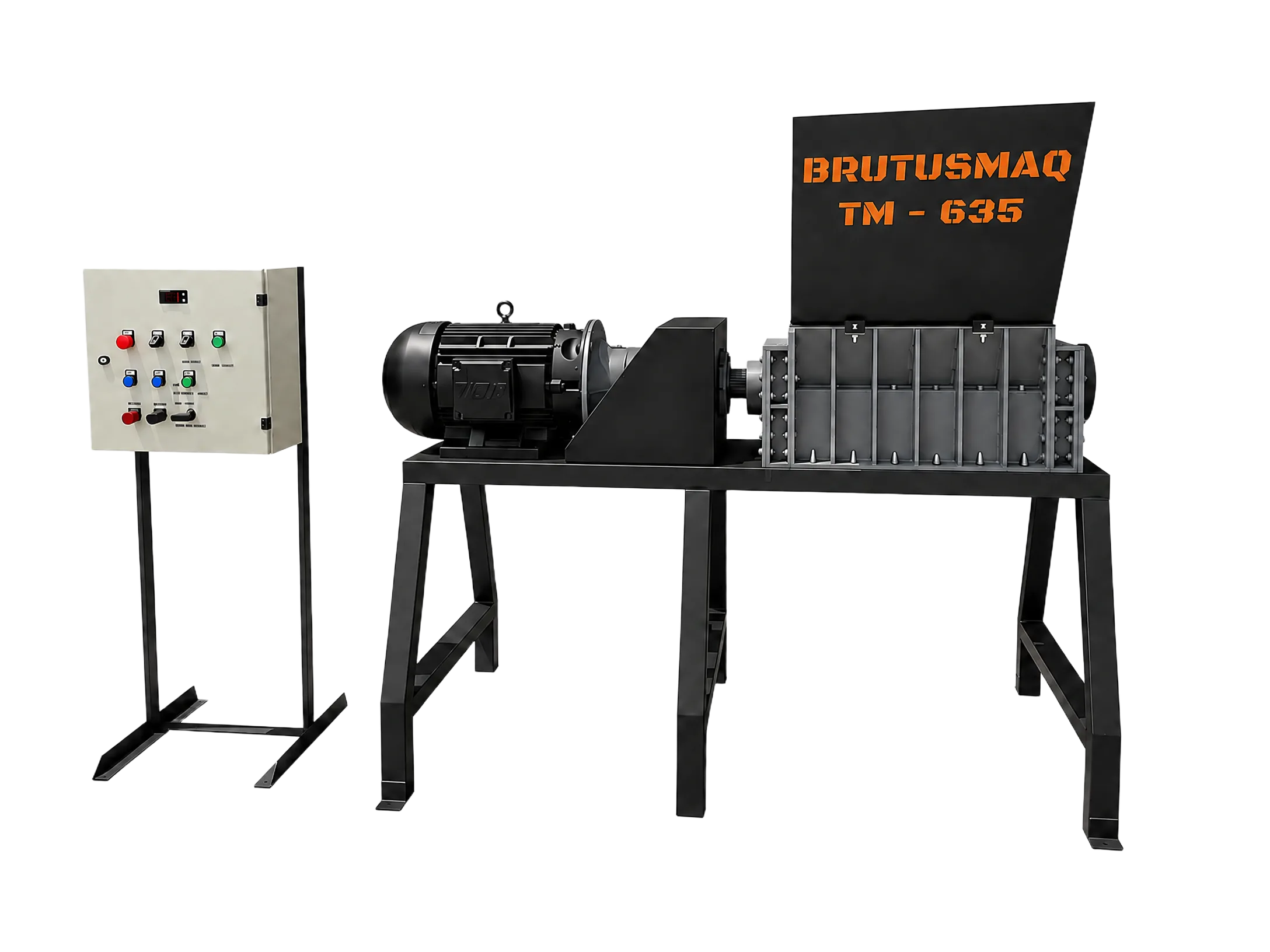 Triturador de madeira BRUTUSMAQ &mdash; conjunto com painel el&eacute;trico &mdash; TM-635 el&eacute;trico